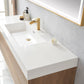Palencia 60" Single Sink Wall-Mount Bath Vanity in North American Oak with White Composite Integral Square Sink Top and Mirror