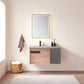 Carcastillo 40" Single Sink Bath Vanity in North American Oak with Grey Sintered Stone Top and Mirror
