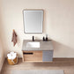 Carcastillo 40" Single Sink Bath Vanity in North American Oak with Grey Sintered Stone Top and Mirror