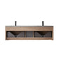 Carcastillo 72" Double Sink Bath Vanity in North American Oak with Grey Sintered Stone Top and Mirror