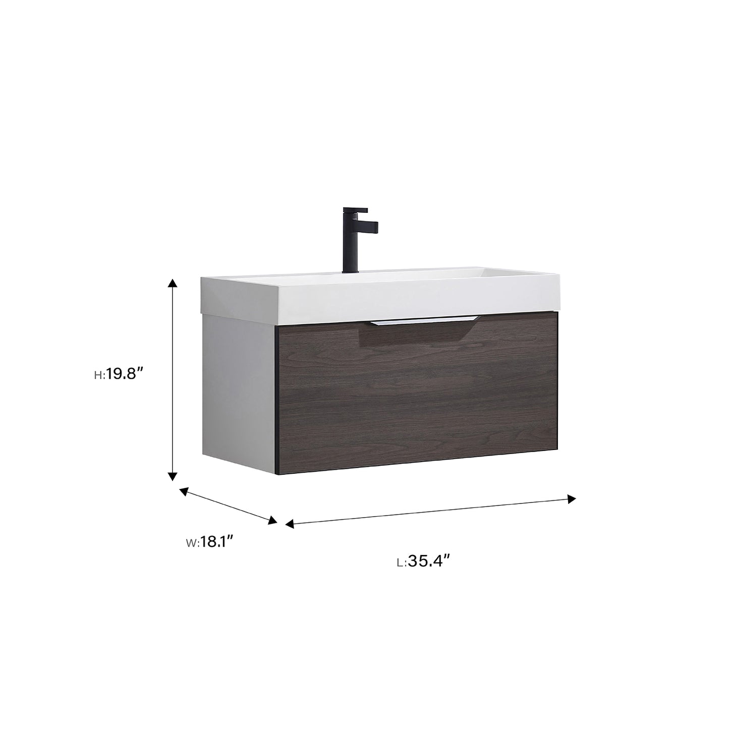 Vegadeo 36" Single Sink Bath Vanity in Suleiman Oak with White One-Piece Composite Stone Sink Top