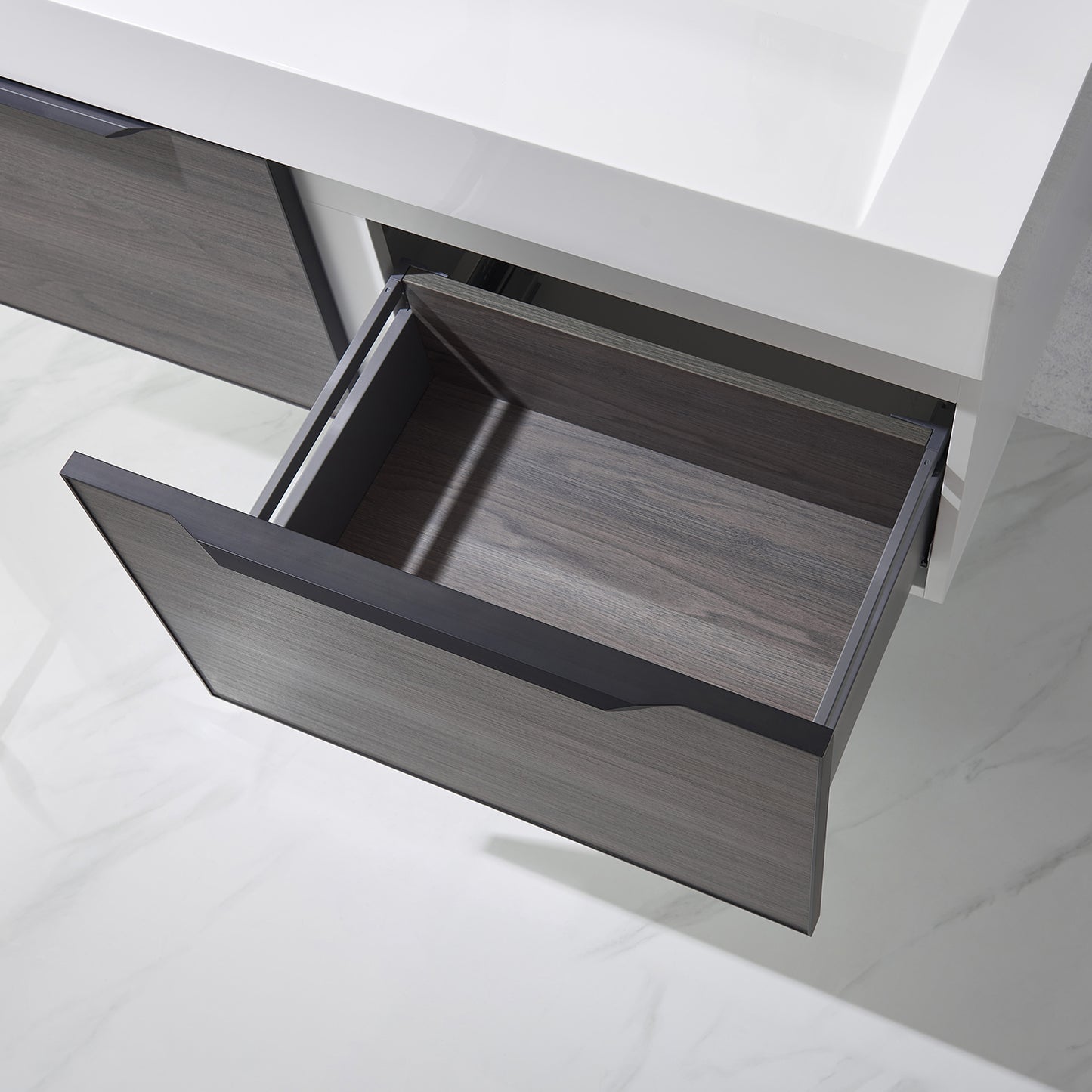 Vegadeo 48" Single Sink Bath Vanity in Suleiman Oak with White One-Piece Composite Stone Sink Top