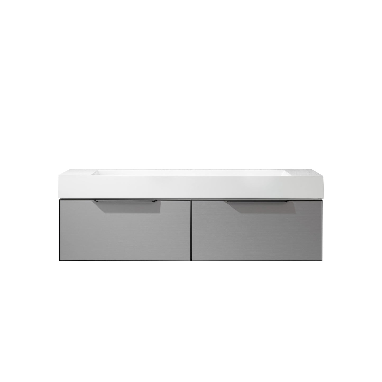 Vegadeo 60" Double Sink Bath Vanity in Grey with White One-Piece Composite Stone Sink Top