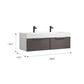 Vegadeo 60" Double Sink Bath Vanity in Suleiman Oak with White One-Piece Composite Stone Sink Top and Mirror