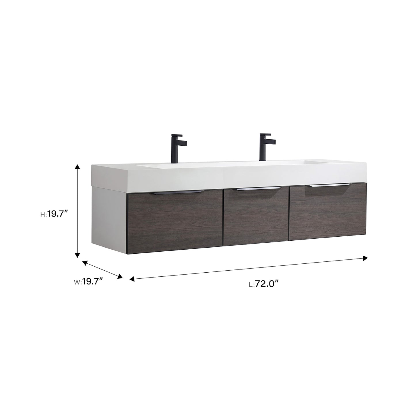 Vegadeo 72" Double Sink Bath Vanity in Suleiman Oak with White One-Piece Composite Stone Sink Top