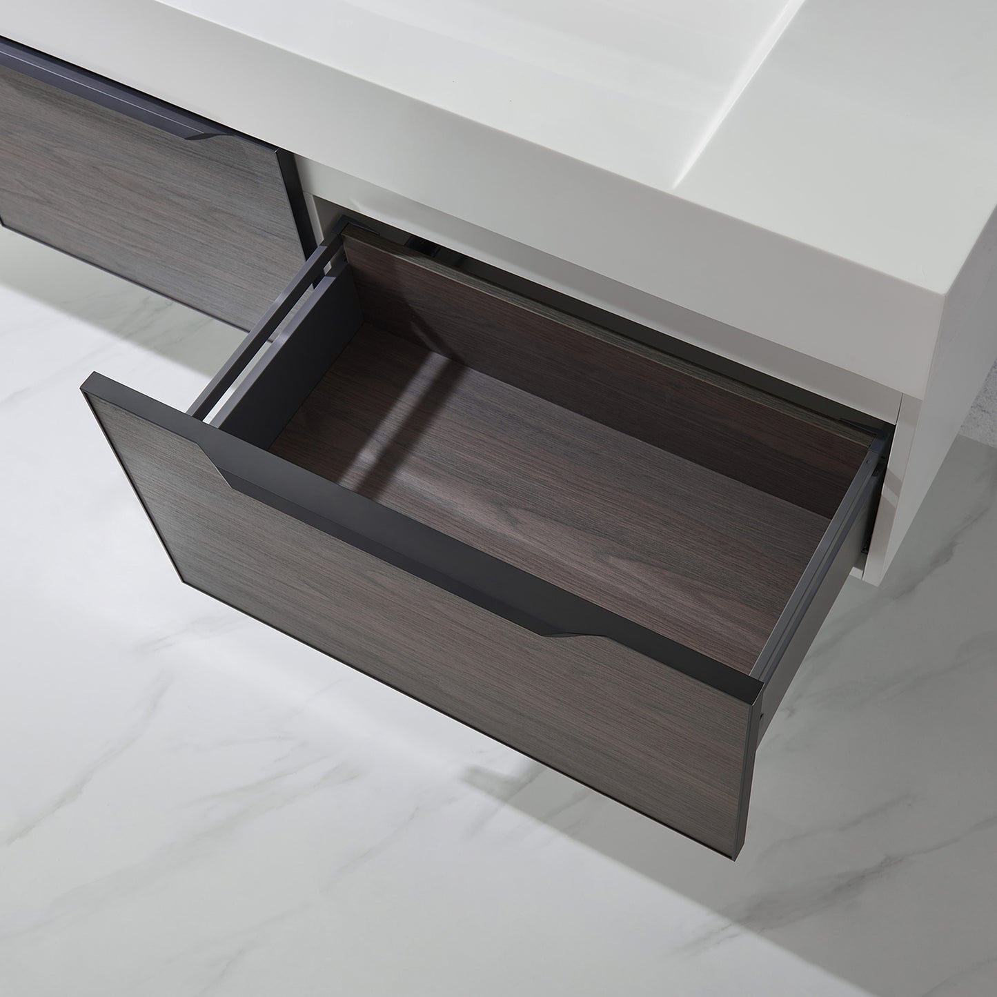 Vegadeo 72" Double Sink Bath Vanity in Suleiman Oak with White One-Piece Composite Stone Sink Top