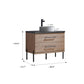 Trento 36" Single Sink Bath Vanity in North American Oak with Black Centered Stone Top with Concrete Sink