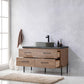 Trento 48" Single Sink Bath Vanity in North American Oak with Black Centered Stone Top with Concrete Sink