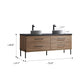 Trento 72" Double Sink Bath Vanity in North American Oak with Black Centered Stone Top with Concrete Sink and Mirror