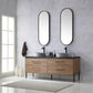 Trento 72" Double Sink Bath Vanity in North American Oak with Black Centered Stone Top with Concrete Sink and Mirror