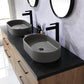 Trento 72" Double Sink Bath Vanity in North American Oak with Black Centered Stone Top with Concrete Sink and Mirror