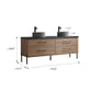 Trento 72" Double Sink Bath Vanity in North American Oak with Black Centered Stone Top with Concrete Sink and Mirror