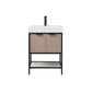 Marcilla 24" Single Sink Bath Vanity in Almond Coffee with One-Piece Composite Stone Sink Top
