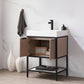 Marcilla 24" Single Sink Bath Vanity in Almond Coffee with One-Piece Composite Stone Sink Top