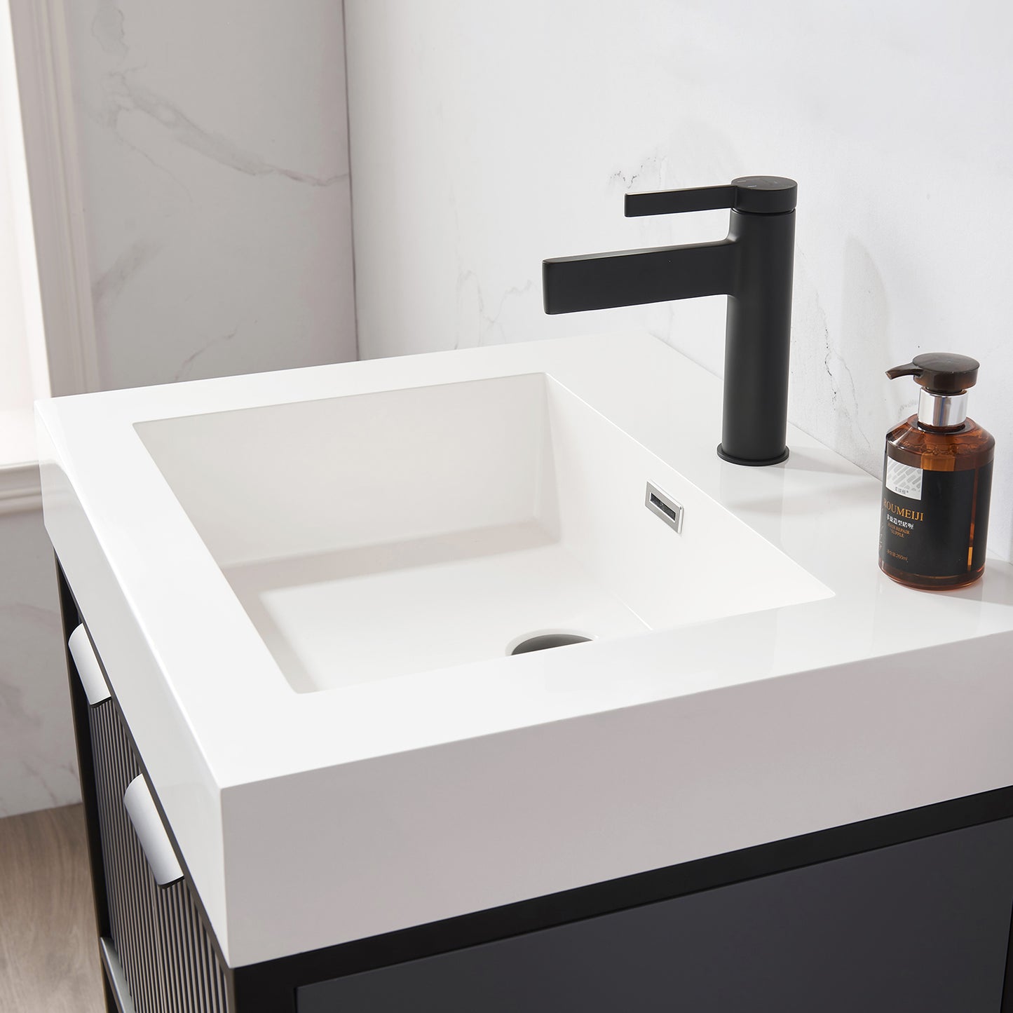 Marcilla 24" Single Sink Bath Vanity in Grey with One-Piece Composite Stone Sink Top