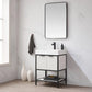 Marcilla 24" Single Sink Bath Vanity in White with One-Piece Composite Stone Sink Top and Mirror