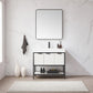 Marcilla 36" Single Sink Bath Vanity in White with One-Piece Composite Stone Sink Top and Mirror