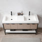 Marcilla 60" Double Sink Bath Vanity in Almond Coffee with One-Piece Composite Stone Sink Top