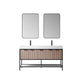 Marcilla 60" Double Sink Bath Vanity in Almond Coffee with One-Piece Composite Stone Sink Top and Mirror