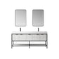 Marcilla 72" Double Sink Bath Vanity in White with One-Piece Composite Stone Sink Top and Mirror