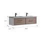 Caparroso 60" Double Sink Bath Vanity in Light Walnut with Grey Sintered Stone Top and Mirror