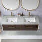 Caparroso 60" Double Sink Bath Vanity in Dark Walnut with Grey Sintered Stone Top and Mirror