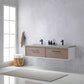 Caparroso 72" Double Sink Bath Vanity in Light Walnut with Grey Sintered Stone Top