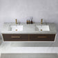 Caparroso 72" Double Sink Bath Vanity in Dark Walnut  with Grey Sintered Stone Top