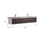 Caparroso 84" Double Sink Bath Vanity in Dark Walnut  with Grey Sintered Stone Top