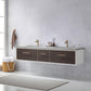 Caparroso 84" Double Sink Bath Vanity in Dark Walnut  with Grey Sintered Stone Top