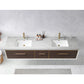 Caparroso 84" Double Sink Bath Vanity in Dark Walnut  with Grey Sintered Stone Top