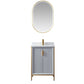 Granada 24" Vanity in Paris Grey with White Composite Grain Stone Countertop With Mirror