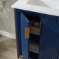 Granada 24" Vanity in Royal Blue with White Composite Grain Stone Countertop Without Mirror