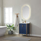 Granada 24" Vanity in Royal Blue with White Composite Grain Stone Countertop With Mirror