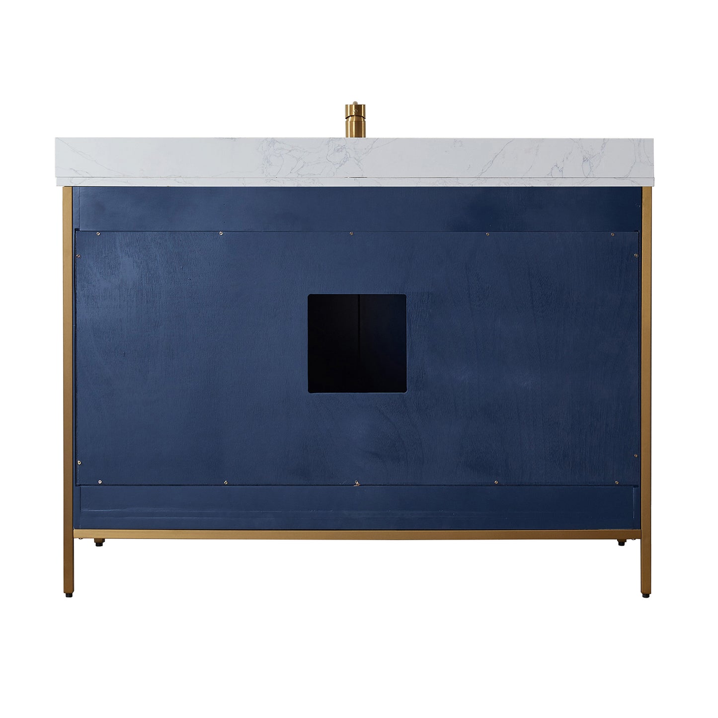 Granada 48" Vanity in Royal Blue with White Composite Grain Stone Countertop With Mirror