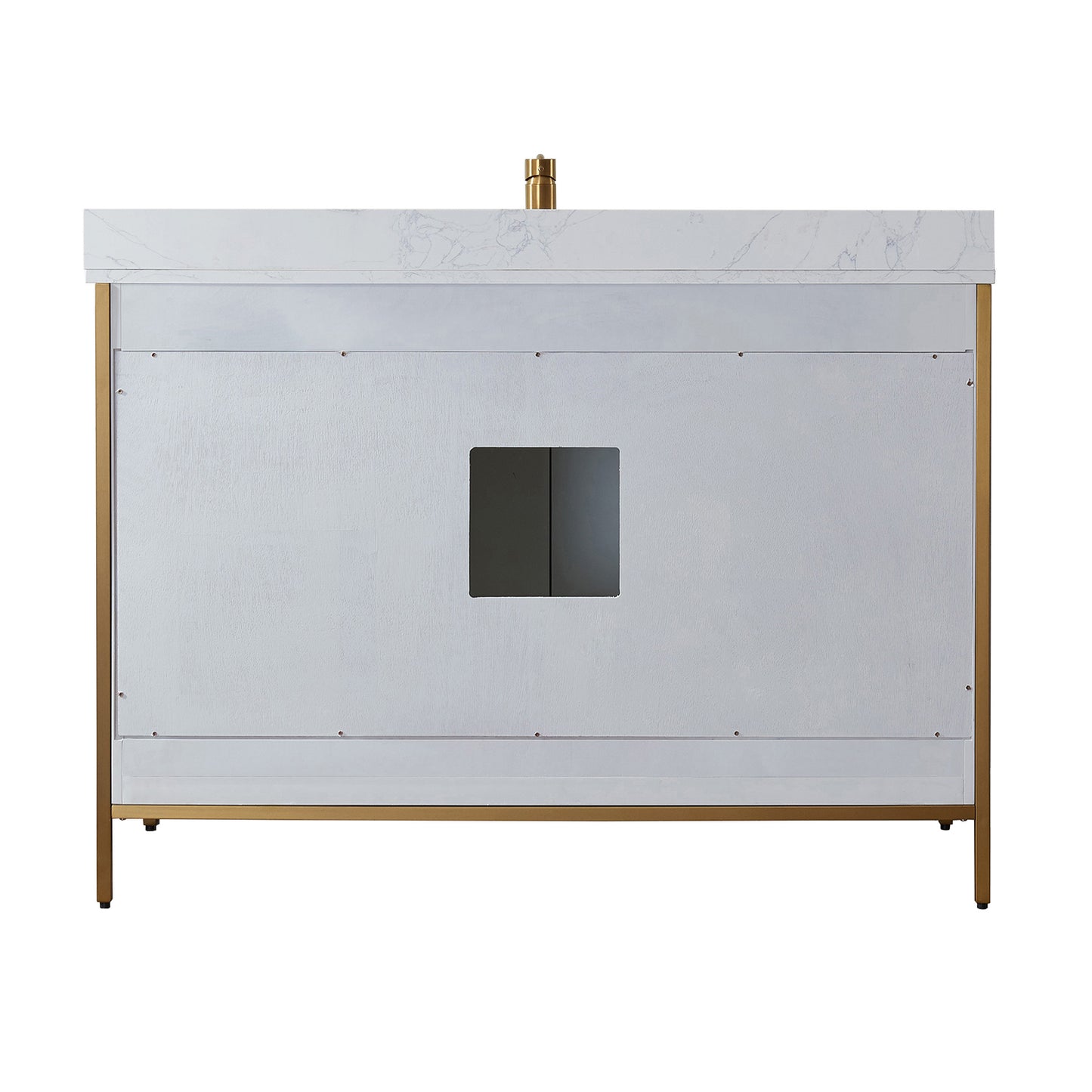 Granada 48" Vanity in White with White Composite Grain Stone Countertop With Mirror