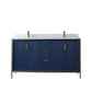 Granada 60" Vanity in Royal Blue with White Composite Grain Stone Countertop Without Mirror