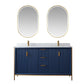 Granada 60" Vanity in Royal Blue with White Composite Grain Stone Countertop With Mirror