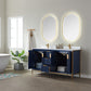 Granada 60" Vanity in Royal Blue with White Composite Grain Stone Countertop With Mirror