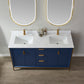 Granada 60" Vanity in Royal Blue with White Composite Grain Stone Countertop With Mirror