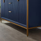 Granada 60" Vanity in Royal Blue with White Composite Grain Stone Countertop With Mirror