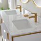 Granada 60" Vanity in White with White Composite Grain Stone Countertop With Mirror