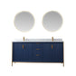 Granada 72" Vanity in Royal Blue with White Composite Grain Stone Countertop With Mirror