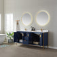 Granada 72" Vanity in Royal Blue with White Composite Grain Stone Countertop With Mirror