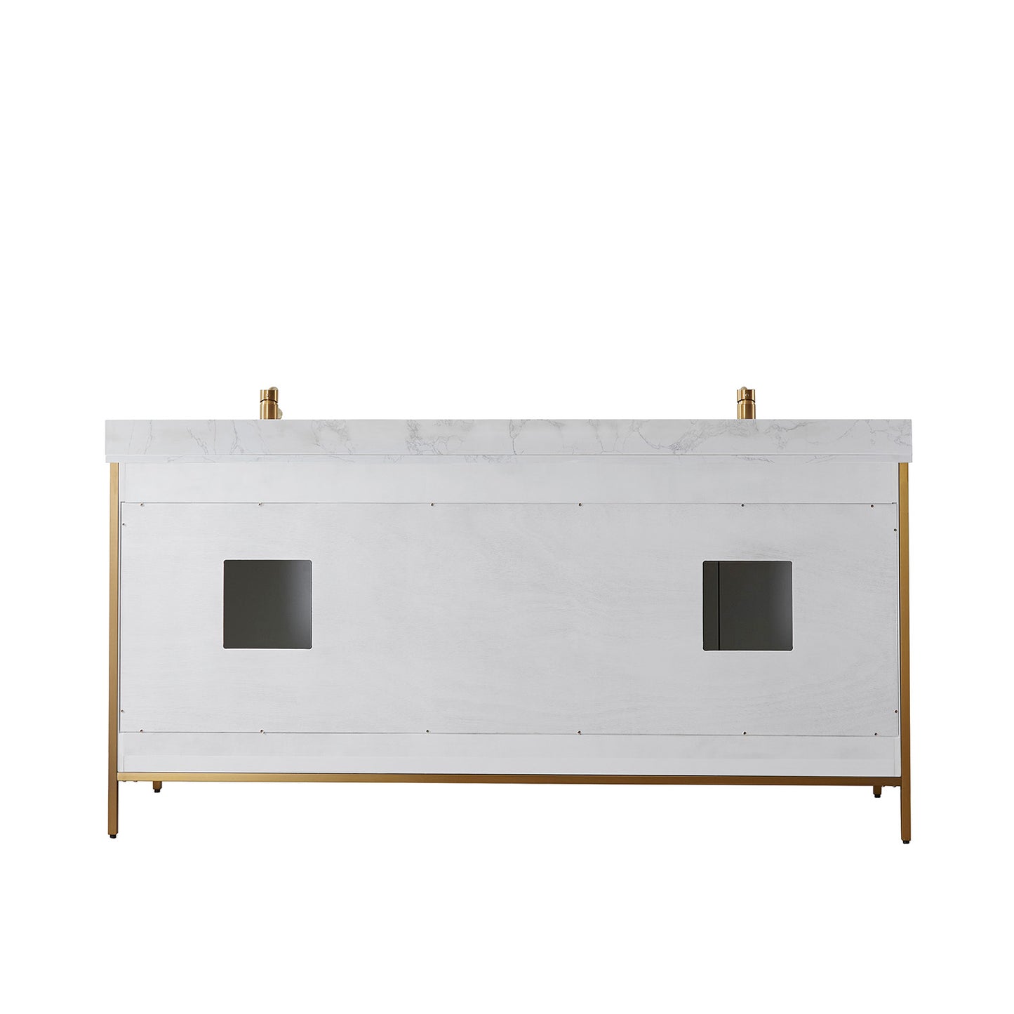 Granada 72" Vanity in White with White Composite Grain Stone Countertop Without Mirror