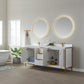 Granada 72" Vanity in White with White Composite Grain Stone Countertop With Mirror