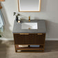 Donostia 36" Vanity in Walnut with Grey Composite Armani limestone board stone countertop With Mirror