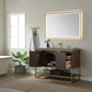 Donostia 48" Vanity in Walnut with Grey Composite Armani limestone board stone countertop With Mirror