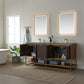 Donostia 72" Vanity in Walnut with Grey Composite Armani limestone board stone countertop With Mirror