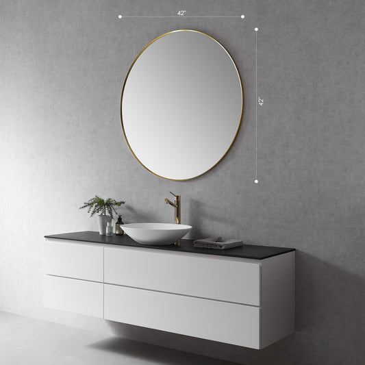 Liceo 42" Circle Bathroom/Vanity Brushed Gold Aluminum Framed Wall Mirror